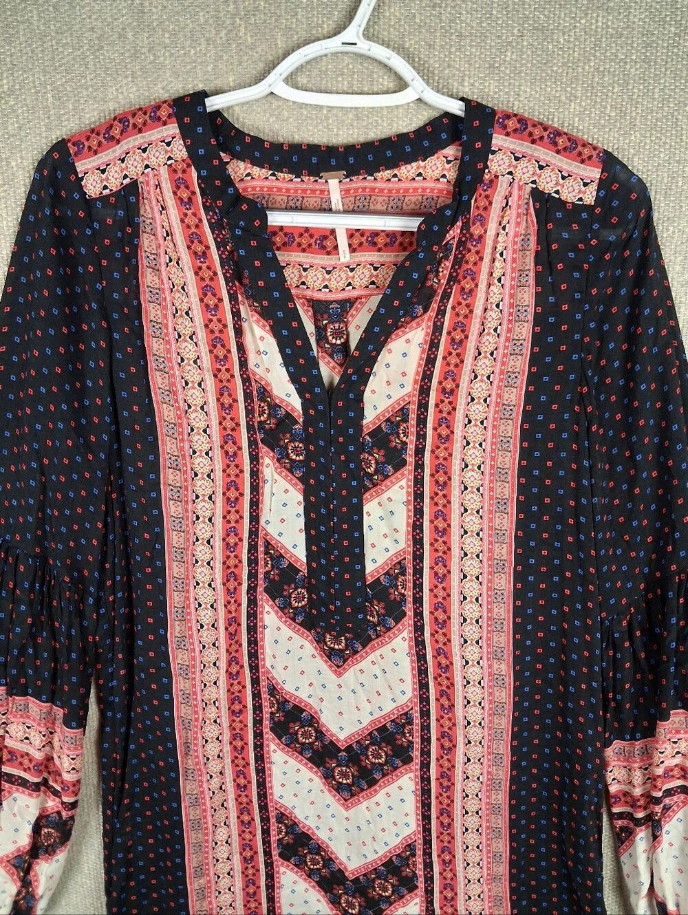 Free People Peacemaker Tunic Dress Size Small Black Combo High Low Boho Festival
